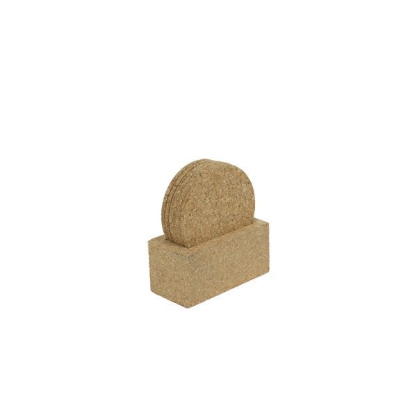 Coaster Holder with 6 Cork Coasters (Package)