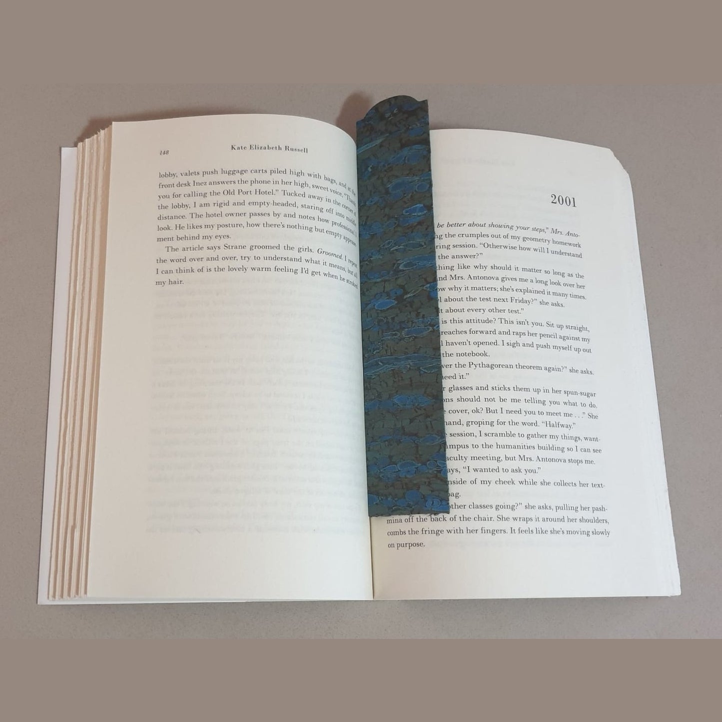 Cork Fabric Bookmark - Blue
